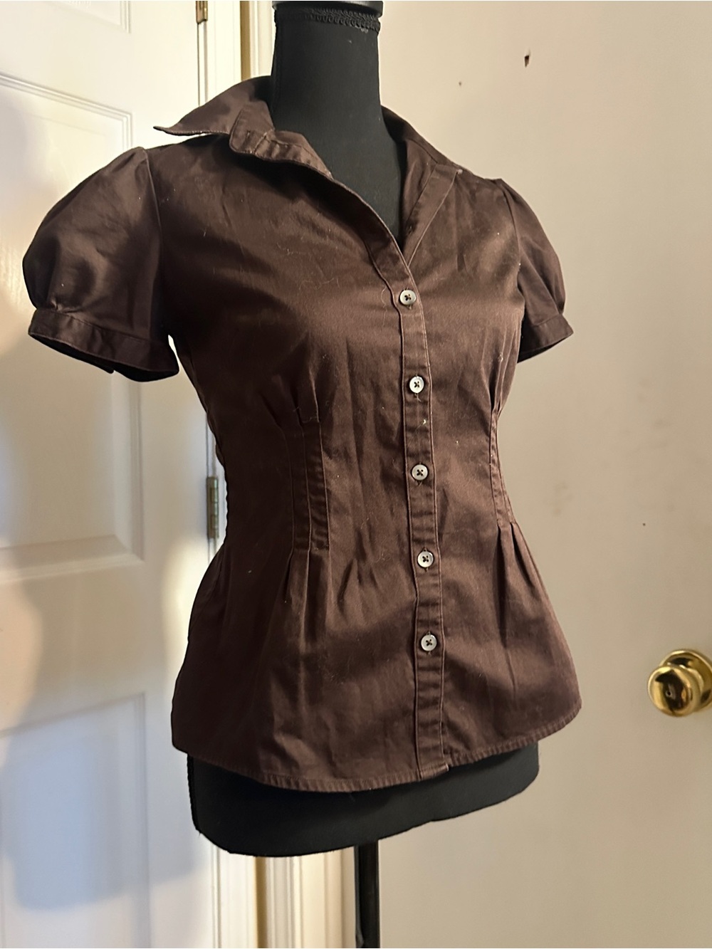 Classic Brown Button-Front Women's Shirt
